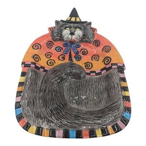Fitz & Floyd Kitty Witches Canape Plate Handcrafted Halloween Decor Cat Spiders